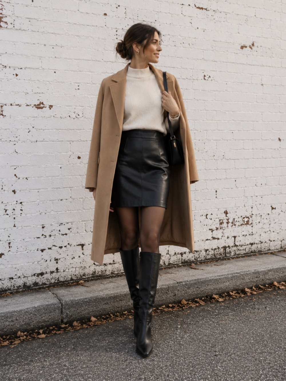 VTG Italian Genuine Leather High Rise Mini Skirt | Modern Minimalist XXS/XS